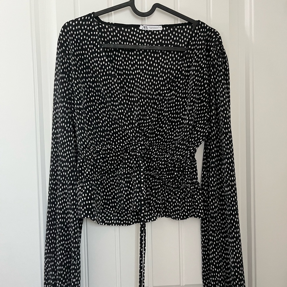 Zara Pleated Wrap Blouse